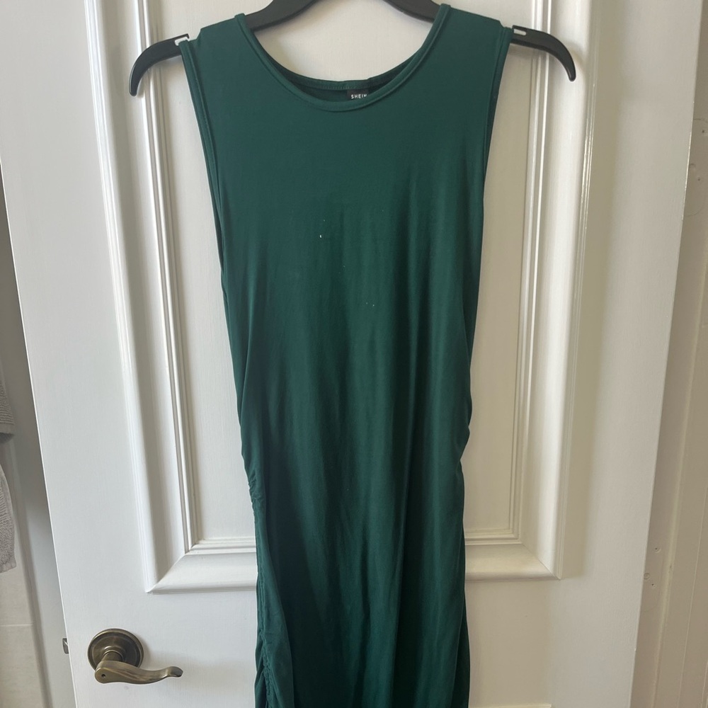 SHEIN Deep Green adjustable length open back dress
